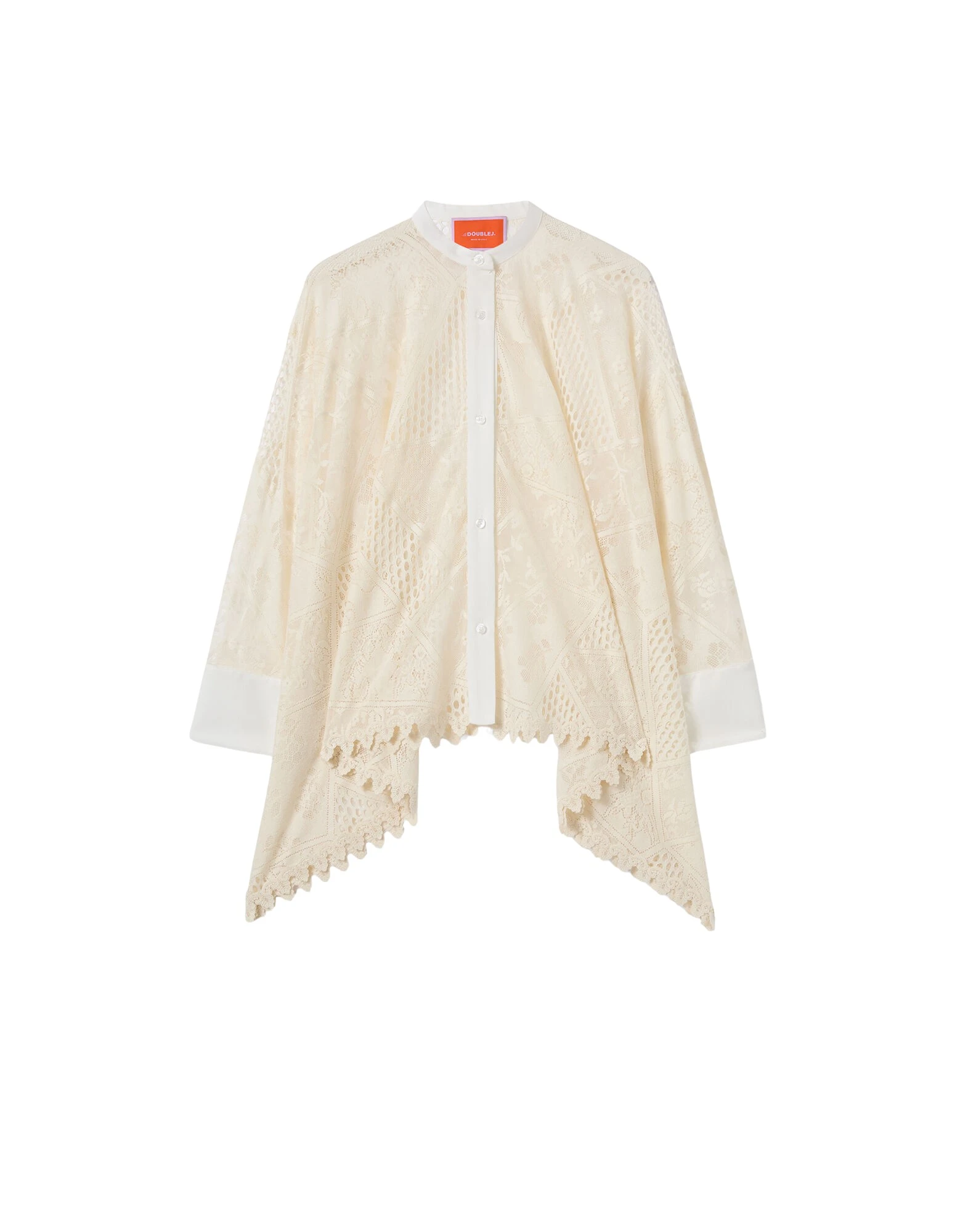 La-DoubleJ-Lacey-Foulard-Shirt-in-Solid-Ecru98516_nobg La DoubleJ Lacey Foulard Shirt in Solid Ecru - Tops - Milanese Maximalist Fashion at Coveti