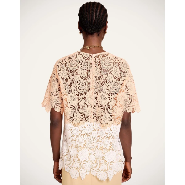 La DoubleJ Lacey House T-Shirt in Solid Apricot - Tops - Milanese Maximalist Fashion at Coveti