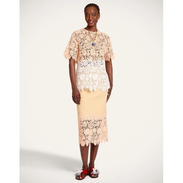 La DoubleJ Lacey House T-Shirt in Solid Apricot - Tops - Milanese Maximalist Fashion at Coveti
