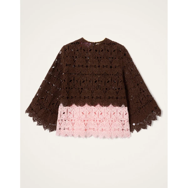 La DoubleJ Lacey Make An Exit Top in Color Block Chocolate & Pink - Tops - Milanese Maximalist Fashion at Coveti