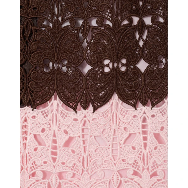 La DoubleJ Lacey Mini Baia Skirt in Color Block Chocolate & Pink - Skirts - Milanese Maximalist Fashion at Coveti