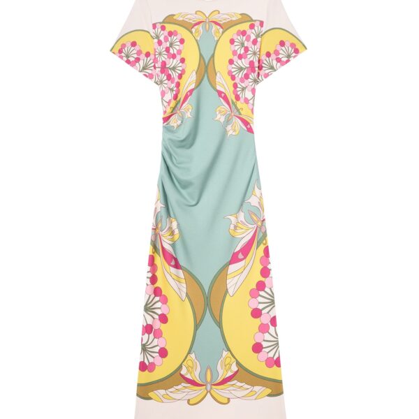 La DoubleJ Lela Dress in Florette Placée Fuchsia - Dresses - Milanese Maximalist Fashion at Coveti