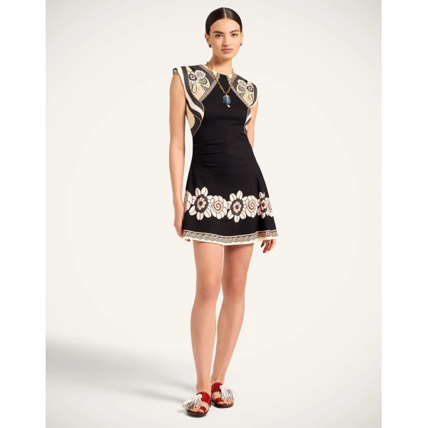 La DoubleJ Lela Mini Dress in Ambrosia Placée Black - Dresses - Milanese Maximalist Fashion at Coveti