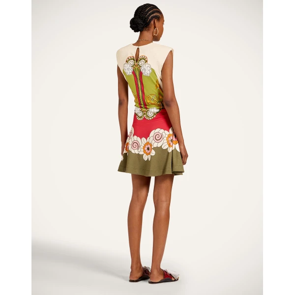 La DoubleJ Lela Mini Dress in Ambrosia Placée Green - Dresses - Milanese Maximalist Fashion at Coveti