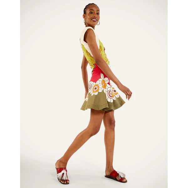 La DoubleJ Lela Mini Dress in Ambrosia Placée Green - Dresses - Milanese Maximalist Fashion at Coveti
