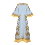 La DoubleJ Long Sorella Dress in Oceania Placée Light Blue - Dresses - Milanese Maximalist Fashion at Coveti