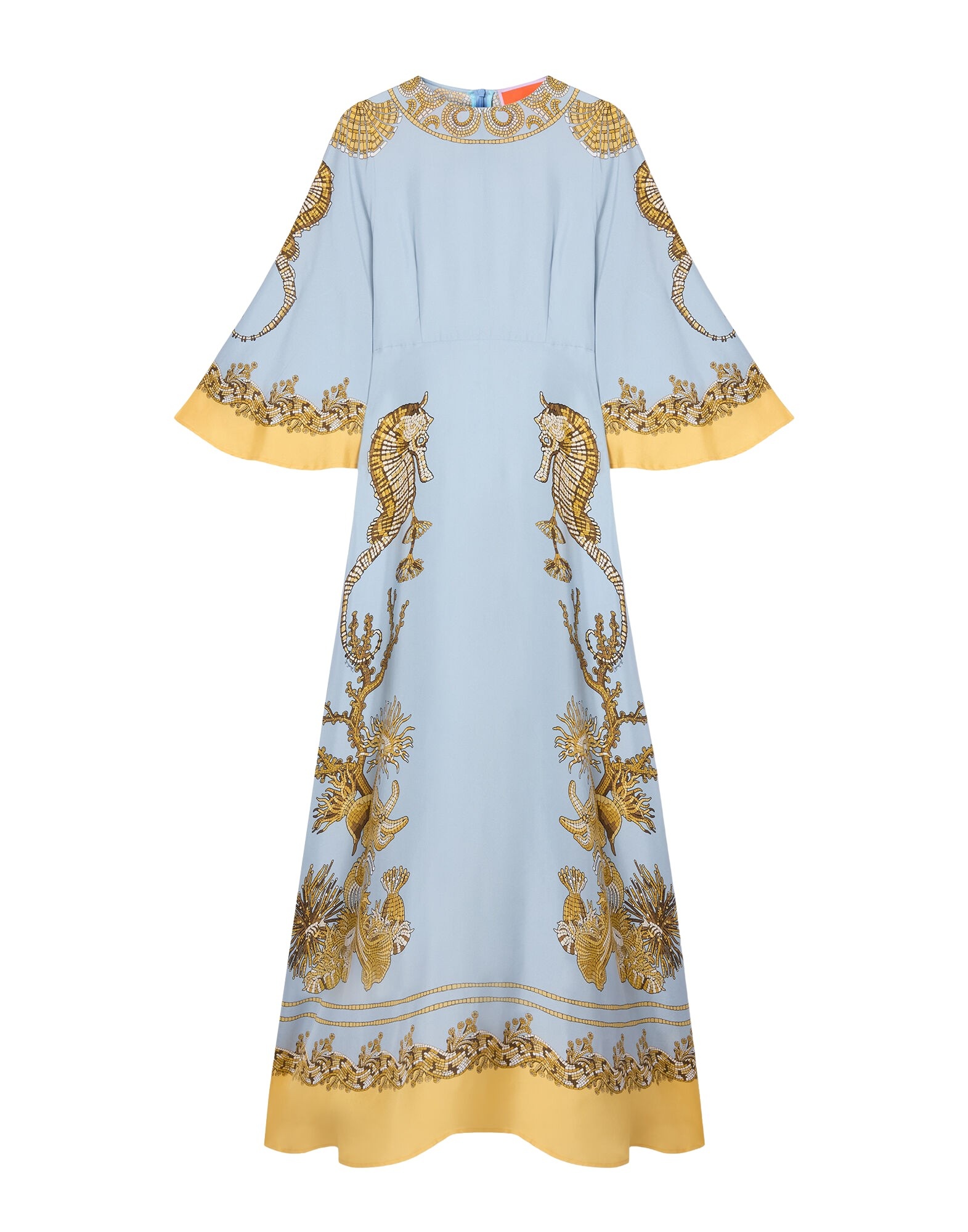 La DoubleJ Long Sorella Dress in Oceania Placée Light Blue - Dresses - Milanese Maximalist Fashion at Coveti