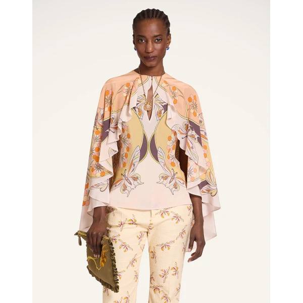 La DoubleJ Magic Top in Florette Placée Pale Pink - Tops - Milanese Maximalist Fashion at Coveti