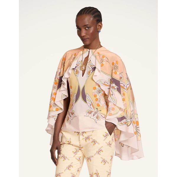 La DoubleJ Magic Top in Florette Placée Pale Pink - Tops - Milanese Maximalist Fashion at Coveti