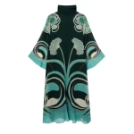 La DoubleJ Magnifico Midi Dress in Blooming Tulip Placée Dark Green - Dresses - Milanese Maximalist Fashion at Coveti