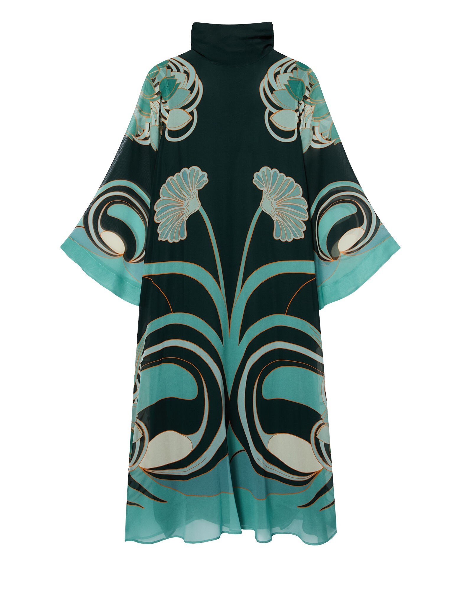 La DoubleJ Magnifico Midi Dress in Blooming Tulip Placée Dark Green - Dresses - Milanese Maximalist Fashion at Coveti