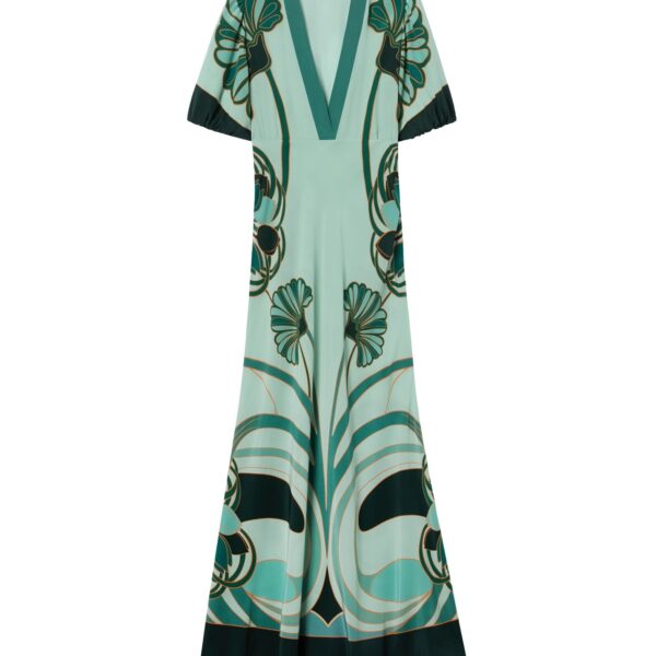 La DoubleJ Marlene Dress in Blooming Tulip Placée Mint - Dresses - Milanese Maximalist Fashion at Coveti