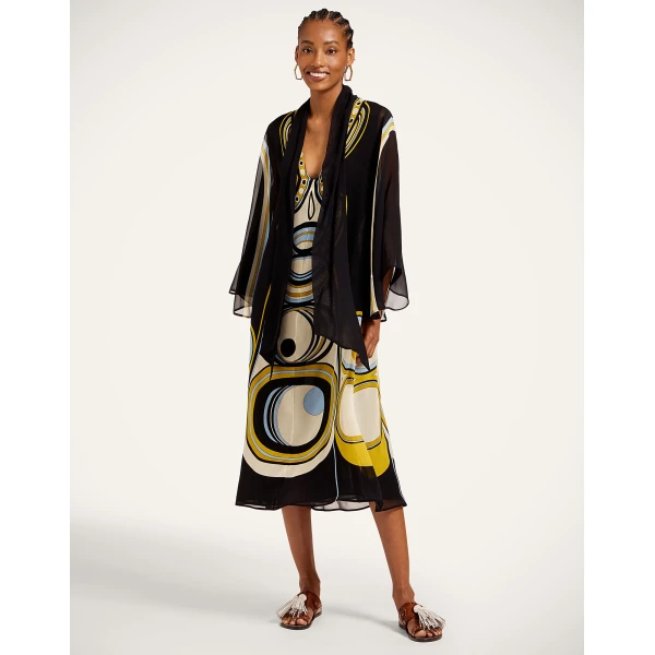 La DoubleJ Midi Magnifico Dress in Sanctuary Placée Black - Dresses - Milanese Maximalist Fashion at Coveti