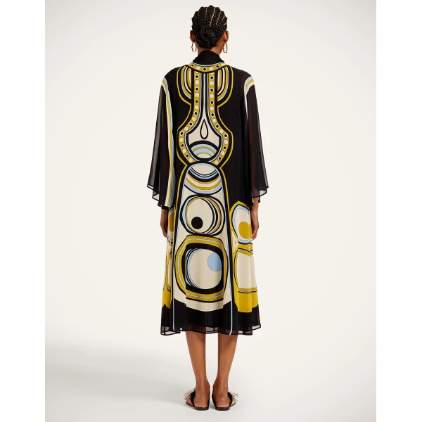 La DoubleJ Midi Magnifico Dress in Sanctuary Placée Black - Dresses - Milanese Maximalist Fashion at Coveti