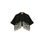 La DoubleJ Mini Foulard Shirt in Eclipse Solid Black - Tops - Milanese Maximalist Fashion at Coveti