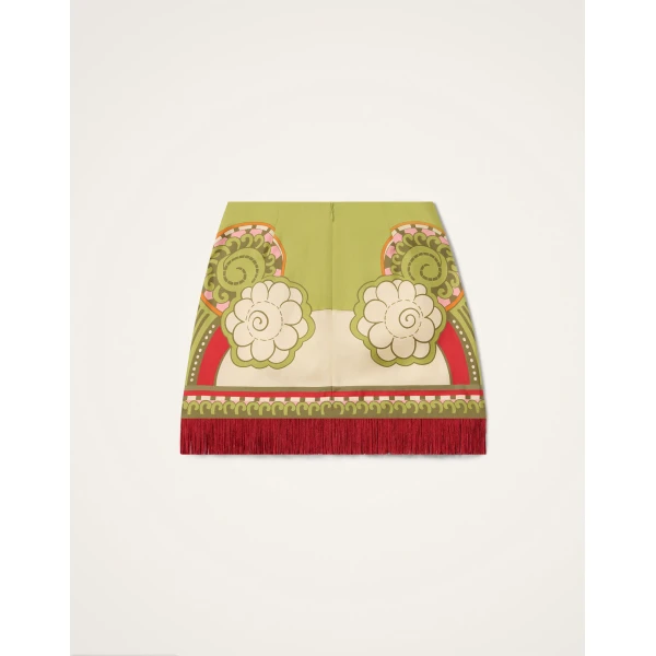 La DoubleJ Mini Foulard Skirt in Ambrosia Placée Green - Skirts - Milanese Maximalist Fashion at Coveti
