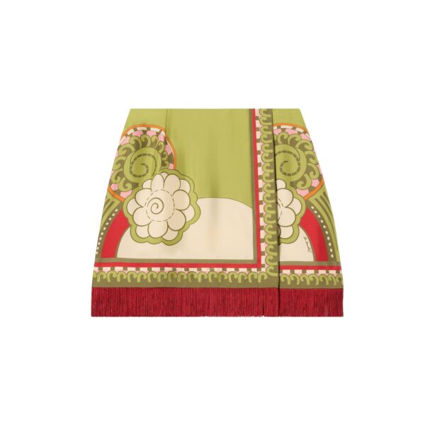 La DoubleJ Mini Foulard Skirt in Ambrosia Placée Green - Skirts - Milanese Maximalist Fashion at Coveti