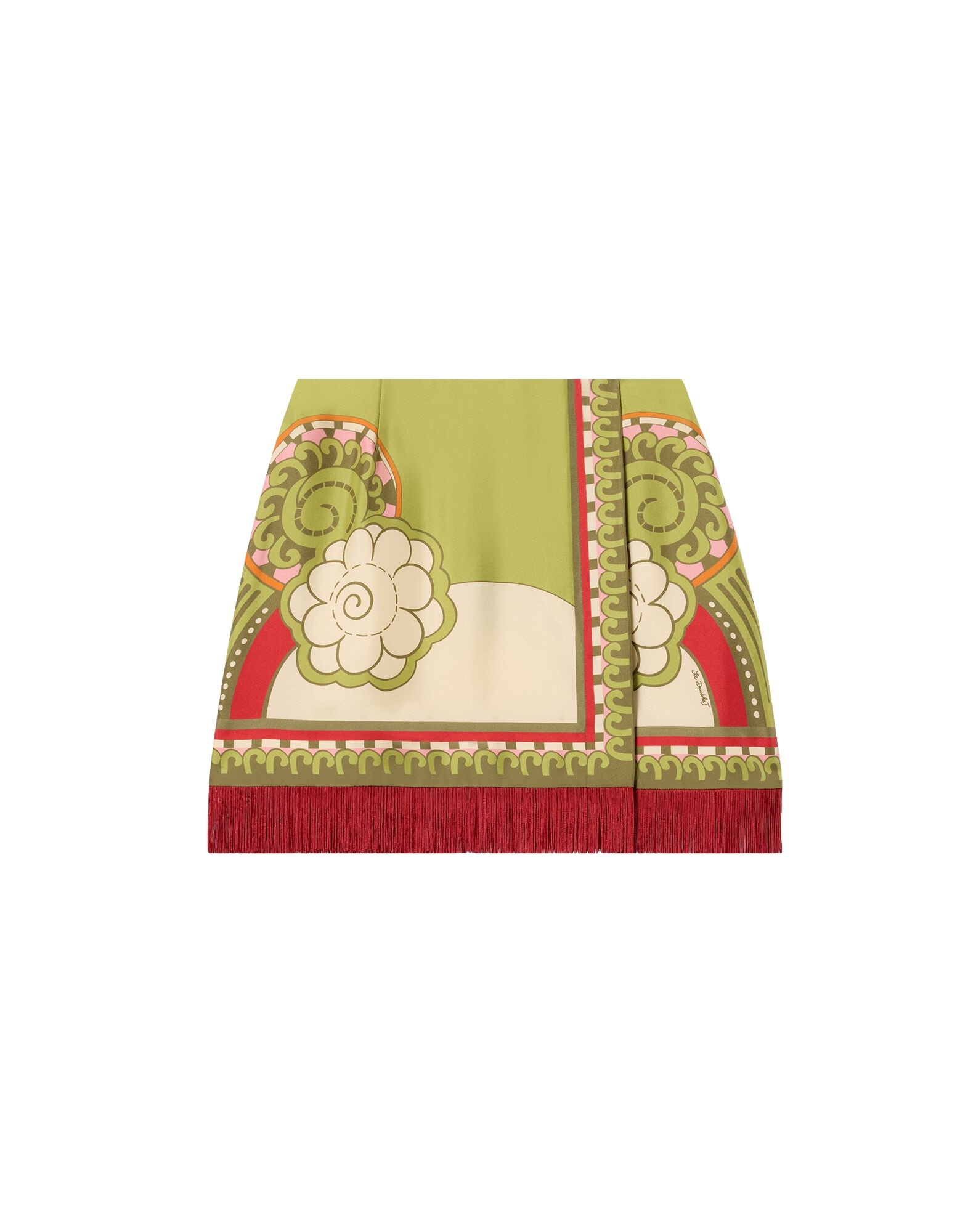 La DoubleJ Mini Foulard Skirt in Ambrosia Placée Green - Skirts - Milanese Maximalist Fashion at Coveti