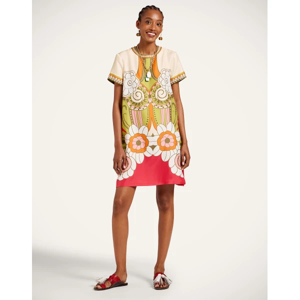 La DoubleJ Mini Swing Dress in Ambrosia Placée Green - Dresses - Milanese Maximalist Fashion at Coveti