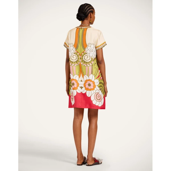 La DoubleJ Mini Swing Dress in Ambrosia Placée Green - Dresses - Milanese Maximalist Fashion at Coveti