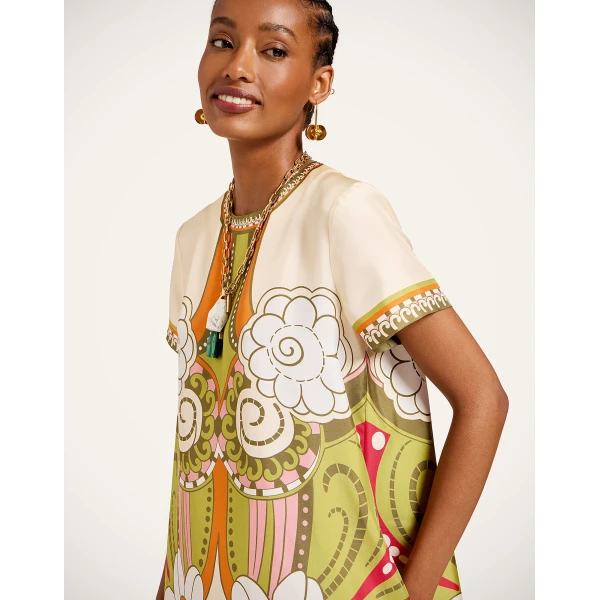 La DoubleJ Mini Swing Dress in Ambrosia Placée Green - Dresses - Milanese Maximalist Fashion at Coveti