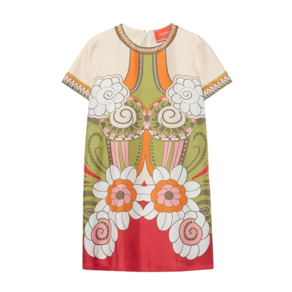 La DoubleJ Mini Swing Dress in Ambrosia Placée Green - Dresses - Milanese Maximalist Fashion at Coveti