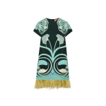 La DoubleJ Mini Swing Dress in Blooming Tulip Placée Dark Green - Dresses - Milanese Maximalist Fashion at Coveti