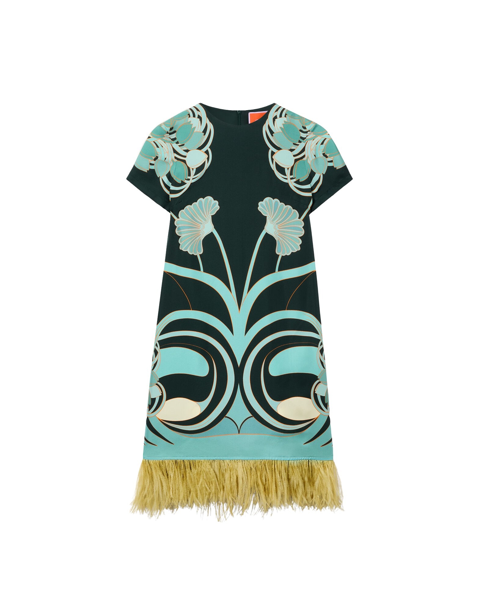 La DoubleJ Mini Swing Dress in Blooming Tulip Placée Dark Green - Dresses - Milanese Maximalist Fashion at Coveti