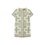 La DoubleJ Mini Swing Dress in Florette Tiles Ecru - Dresses - Milanese Maximalist Fashion at Coveti