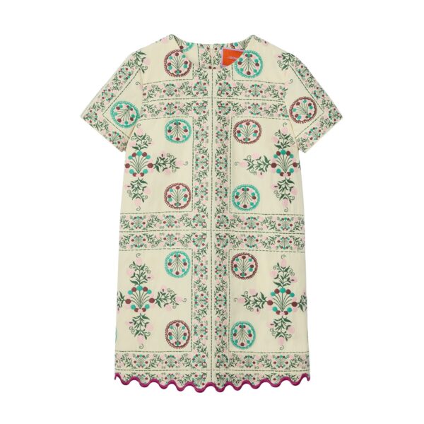 La DoubleJ Mini Swing Dress in Florette Tiles Ecru - Dresses - Milanese Maximalist Fashion at Coveti