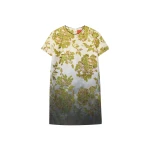 La DoubleJ Mini Swing Dress in Oasis Ombré Placée Green & Black - Dresses - Milanese Maximalist Fashion at Coveti