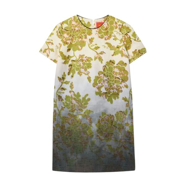 La DoubleJ Mini Swing Dress in Oasis Ombré Placée Green & Black - Dresses - Milanese Maximalist Fashion at Coveti