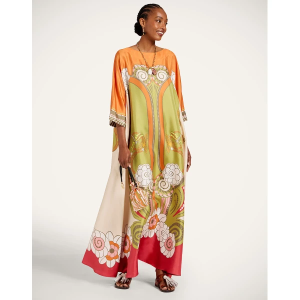 La DoubleJ Muumuu Dress Round Neck in Ambrosia Placée Green - Dresses - Milanese Maximalist Fashion at Coveti