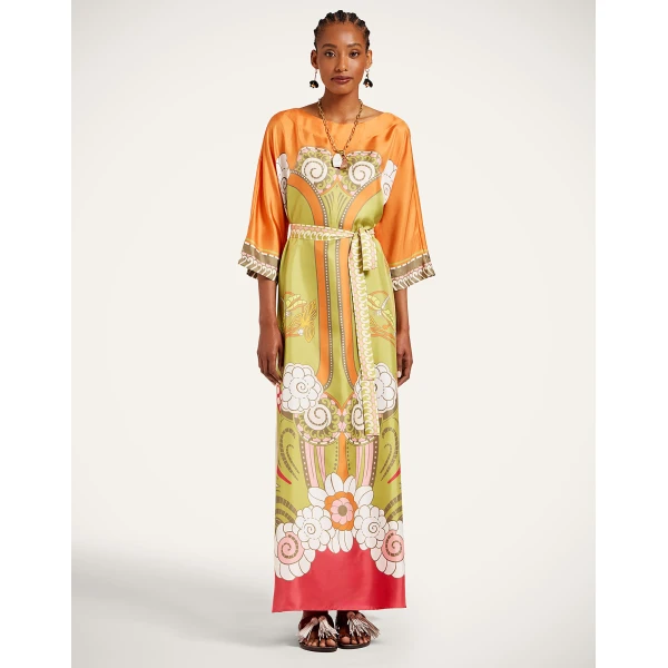 La DoubleJ Muumuu Dress Round Neck in Ambrosia Placée Green - Dresses - Milanese Maximalist Fashion at Coveti