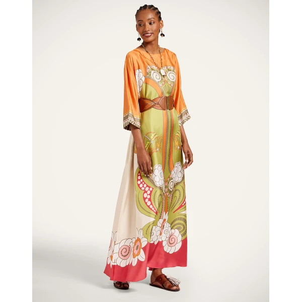 La DoubleJ Muumuu Dress Round Neck in Ambrosia Placée Green - Dresses - Milanese Maximalist Fashion at Coveti