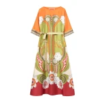 La DoubleJ Muumuu Dress Round Neck in Ambrosia Placée Green - Dresses - Milanese Maximalist Fashion at Coveti