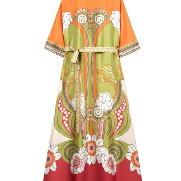 La DoubleJ Muumuu Dress Round Neck in Ambrosia Placée Green - Dresses - Milanese Maximalist Fashion at Coveti