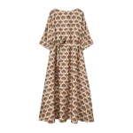 La DoubleJ Muumuu Dress Round Neck in Florette Fan Brown - Dresses - Milanese Maximalist Fashion at Coveti