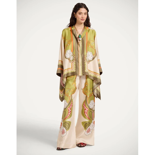 La DoubleJ Palazzo Pants in Ambrosia Placée Ivory - Pants - Milanese Maximalist Fashion at Coveti
