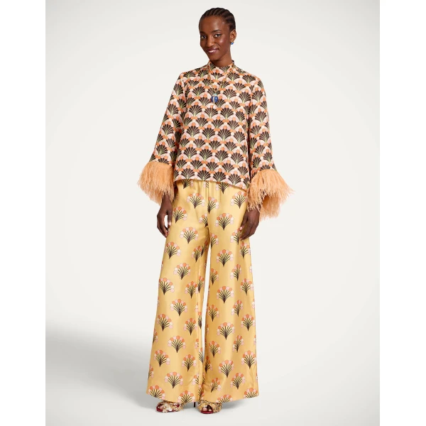 La DoubleJ Palazzo Pants in Florette Yellow - Pants - Milanese Maximalist Fashion at Coveti