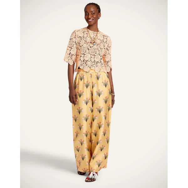 La DoubleJ Palazzo Pants in Florette Yellow - Pants - Milanese Maximalist Fashion at Coveti