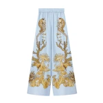 La DoubleJ Palazzo Pants in Oceania Placée Light Blue - Pants - Milanese Maximalist Fashion at Coveti