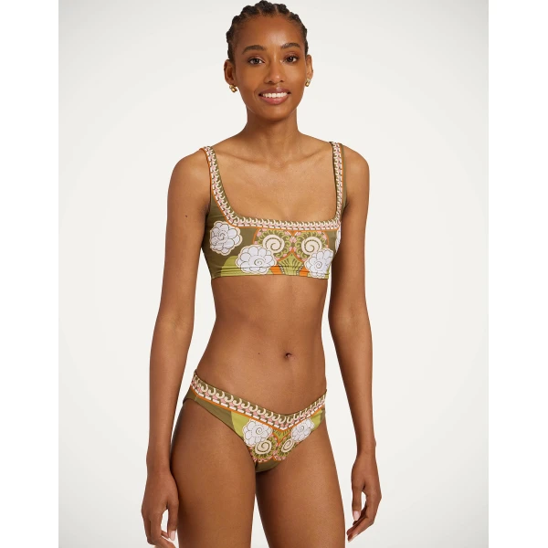 La DoubleJ Pammy Bikini Top in Ambrosia Placée Green - Beachwear - Milanese Maximalist Fashion at Coveti
