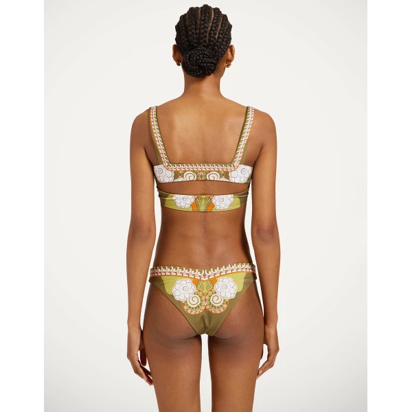 La DoubleJ Pammy Bikini Top in Ambrosia Placée Green - Beachwear - Milanese Maximalist Fashion at Coveti