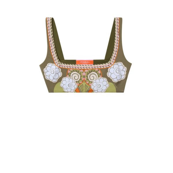 La DoubleJ Pammy Bikini Top in Ambrosia Placée Green - Beachwear - Milanese Maximalist Fashion at Coveti
