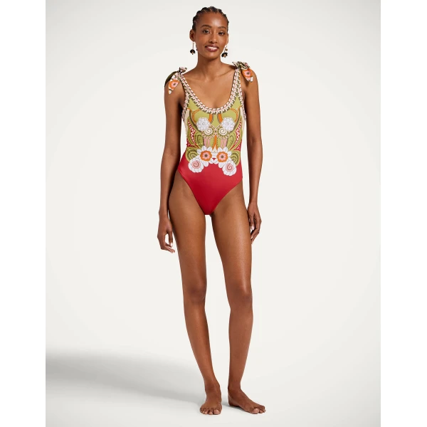 La DoubleJ Pammy Reversible Suit in Ambrosia Placée Green - Beachwear - Milanese Maximalist Fashion at Coveti