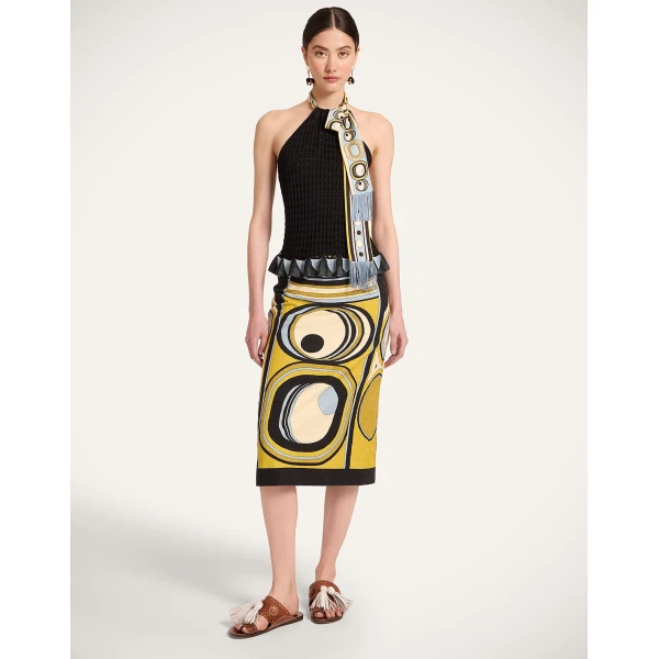 La DoubleJ Pencil Skirt in Sanctuary Placée Gold - Skirts - Milanese Maximalist Fashion at Coveti