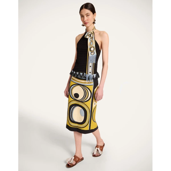 La DoubleJ Pencil Skirt in Sanctuary Placée Gold - Skirts - Milanese Maximalist Fashion at Coveti