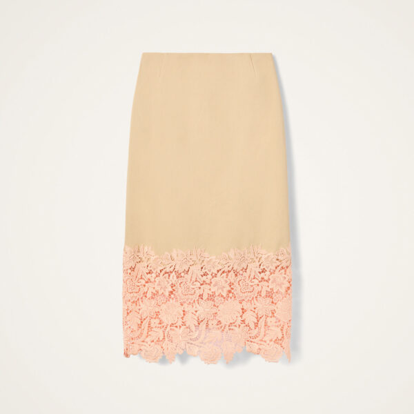 La DoubleJ Pencil Skirt in Solid Light Beige - Skirts - Milanese Maximalist Fashion at Coveti
