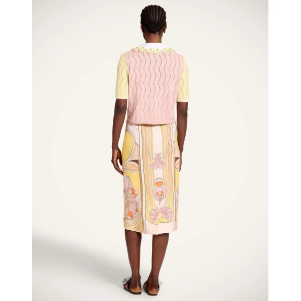 La DoubleJ Pencil Skirt in Tulip Placée Pale Pink - Skirts - Milanese Maximalist Fashion at Coveti